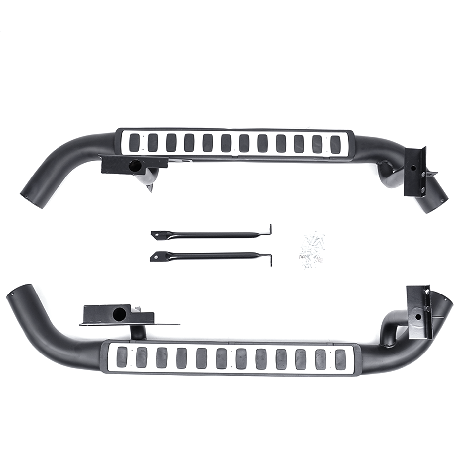 Tubular Side Steps Black/Silver Fire & ice Style for Classic Defender 110 - E110