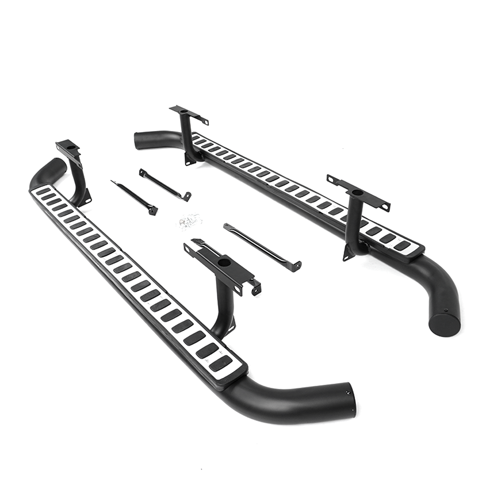 Tubular Side Steps Black/Silver Fire & ice Style for Classic Defender 110 - E110