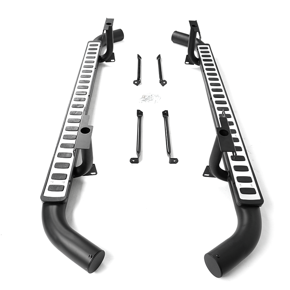 Tubular Side Steps Black/Silver Fire & ice Style for Classic Defender 110 - E110