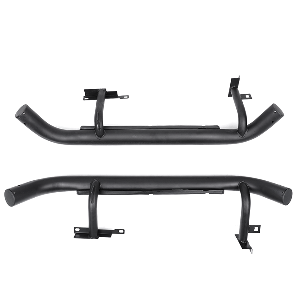 Classic Defender 90 Tubular Side Steps Black/Silver Fire & Ice Style - E190