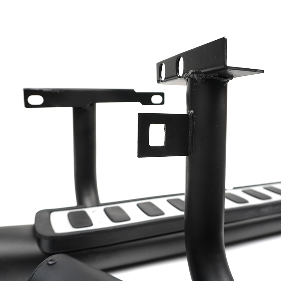 Classic Defender 90 Tubular Side Steps Black/Silver Fire & Ice Style - E190