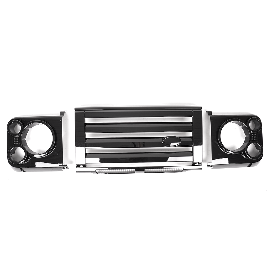 SVX Style Front Grille Gloss Black & Headlamp Cases for Classic Defender 2007+ - E41