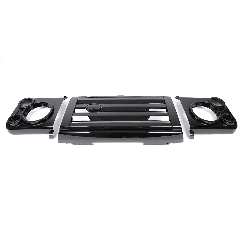 SVX Style Front Grille Gloss Black & Headlamp Cases for Classic Defender 2007+ - E41