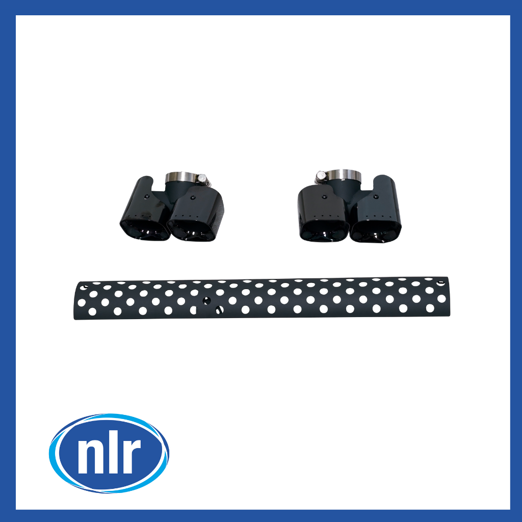 Aftermarket Square Exhaust Tip Kit V8 only Fits Land Rover Defender L663 Gloss Black - 292