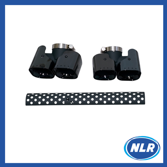 Aftermarket Square Exhaust Tip Kit V8 only Land Rover Defender L663 Gloss Black - 292