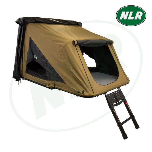 NLR Roof Tent Universal Black Shell Green For Pickup SUV 4X4 Car Waterproof & Ladder -TENS